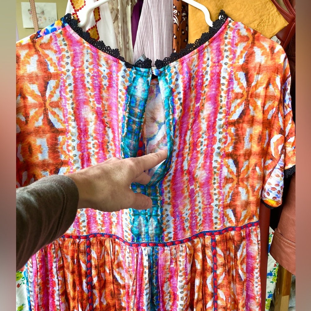 NWT Bl-ank London Anthropologie water color tie dye short sleeve dress small - Picture 10 of 13